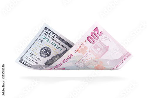 Currency Conversion, U.S. one hundred dollar to the Turkish two hundred lira