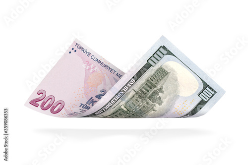 Currency Conversion, Turkish two hundred lira to the U.S. one hundred dollar.