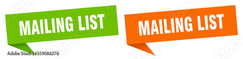 mailing list banner. mailing list speech bubble label set. mailing list sign