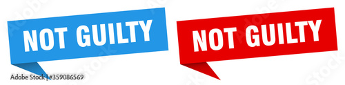 not guilty banner. not guilty speech bubble label set. not guilty sign