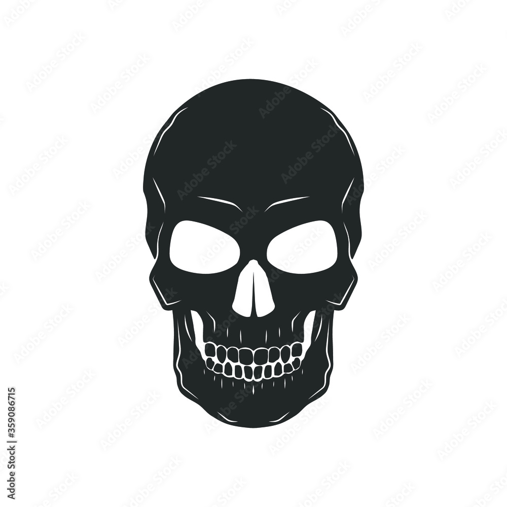 Human skull isolated on white. Vector illustration.