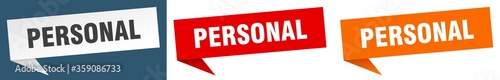 personal banner. personal speech bubble label set. personal sign