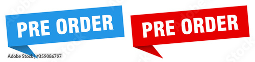 pre order banner. pre order speech bubble label set. pre order sign