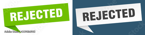 rejected banner. rejected speech bubble label set. rejected sign