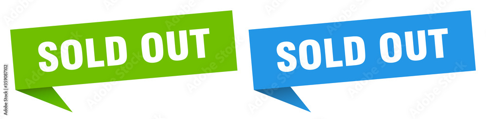 sold out banner. sold out speech bubble label set. sold out sign