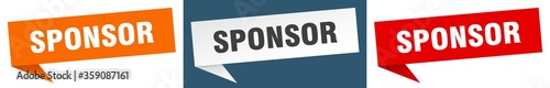 sponsor banner. sponsor speech bubble label set. sponsor sign