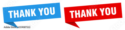 thank you banner. thank you speech bubble label set. thank you sign