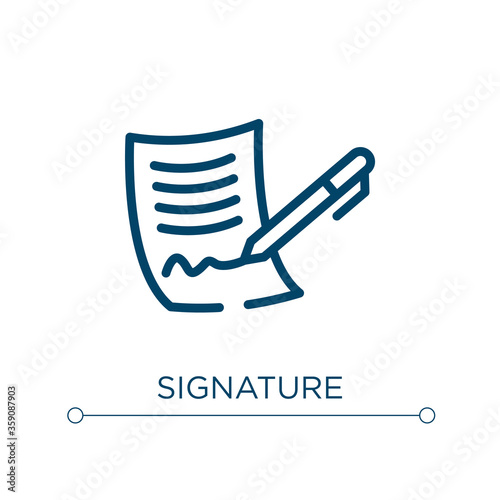 Signature icon. Linear vector illustration. Outline signature icon vector. Thin line symbol for use on web and mobile apps, logo, print media.