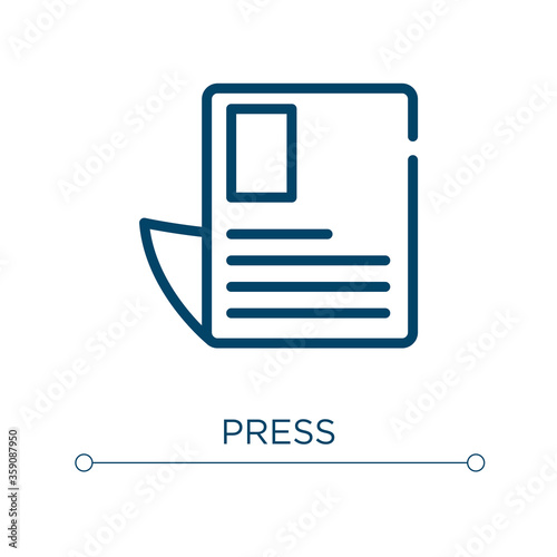 Press icon. Linear vector illustration. Outline press icon vector. Thin line symbol for use on web and mobile apps, logo, print media.