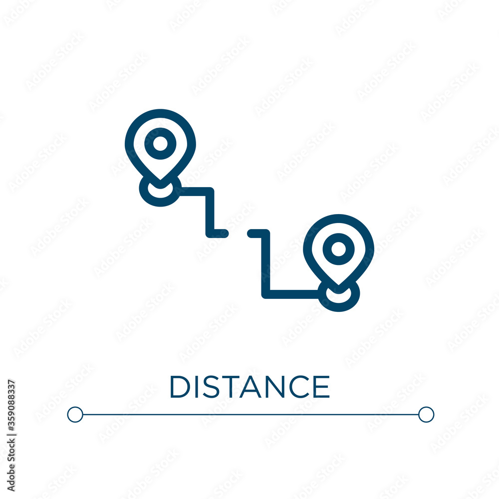 Distance icon. Linear vector illustration. Outline distance icon vector. Thin line symbol for use on web and mobile apps, logo, print media.