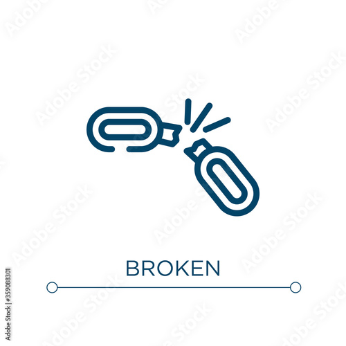 Broken icon. Linear vector illustration. Outline broken icon vector. Thin line symbol for use on web and mobile apps, logo, print media.