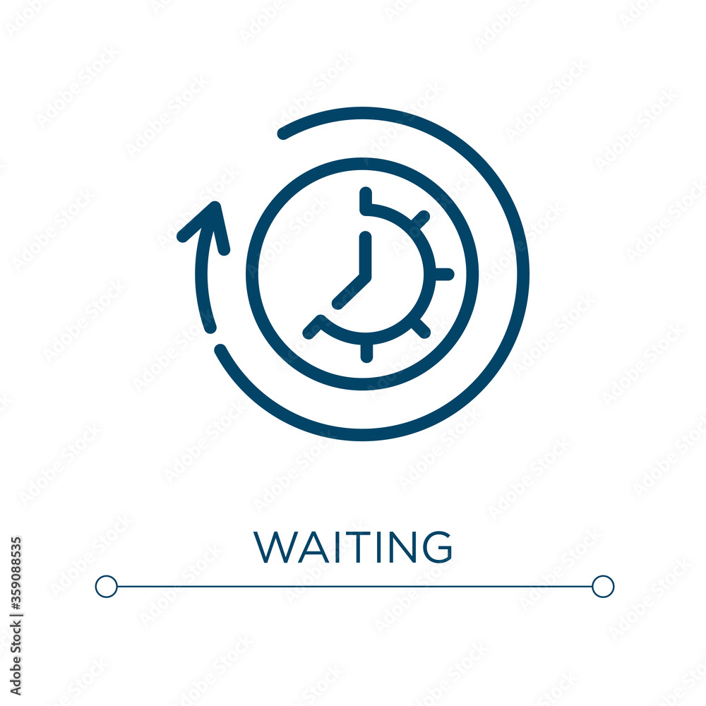Waiting icon. Linear vector illustration. Outline waiting icon vector. Thin line symbol for use on web and mobile apps, logo, print media. Waiting icon. Linear vector illustration. Outline waiting icon vector. Thin line symbol for use on web and mobile apps, logo, print media.