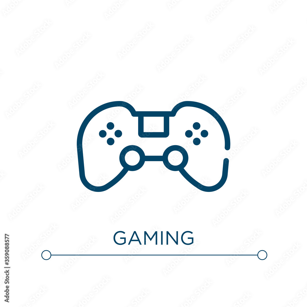 Gaming icon. Linear vector illustration. Outline gaming icon vector. Thin line symbol for use on web and mobile apps, logo, print media. Gaming icon. Linear vector illustration. Outline gaming icon vector. Thin line symbol for use on web and mobile apps, logo, print media.