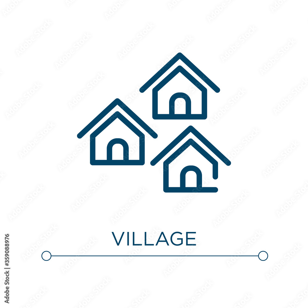Village icon. Linear vector illustration. Outline village icon vector. Thin line symbol for use on web and mobile apps, logo, print media.
