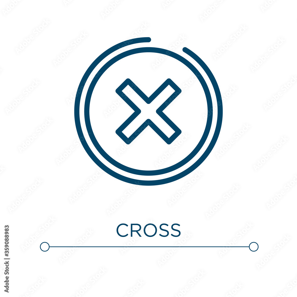 Obraz premium Cross icon. Linear vector illustration. Outline cross icon vector. Thin line symbol for use on web and mobile apps, logo, print media.