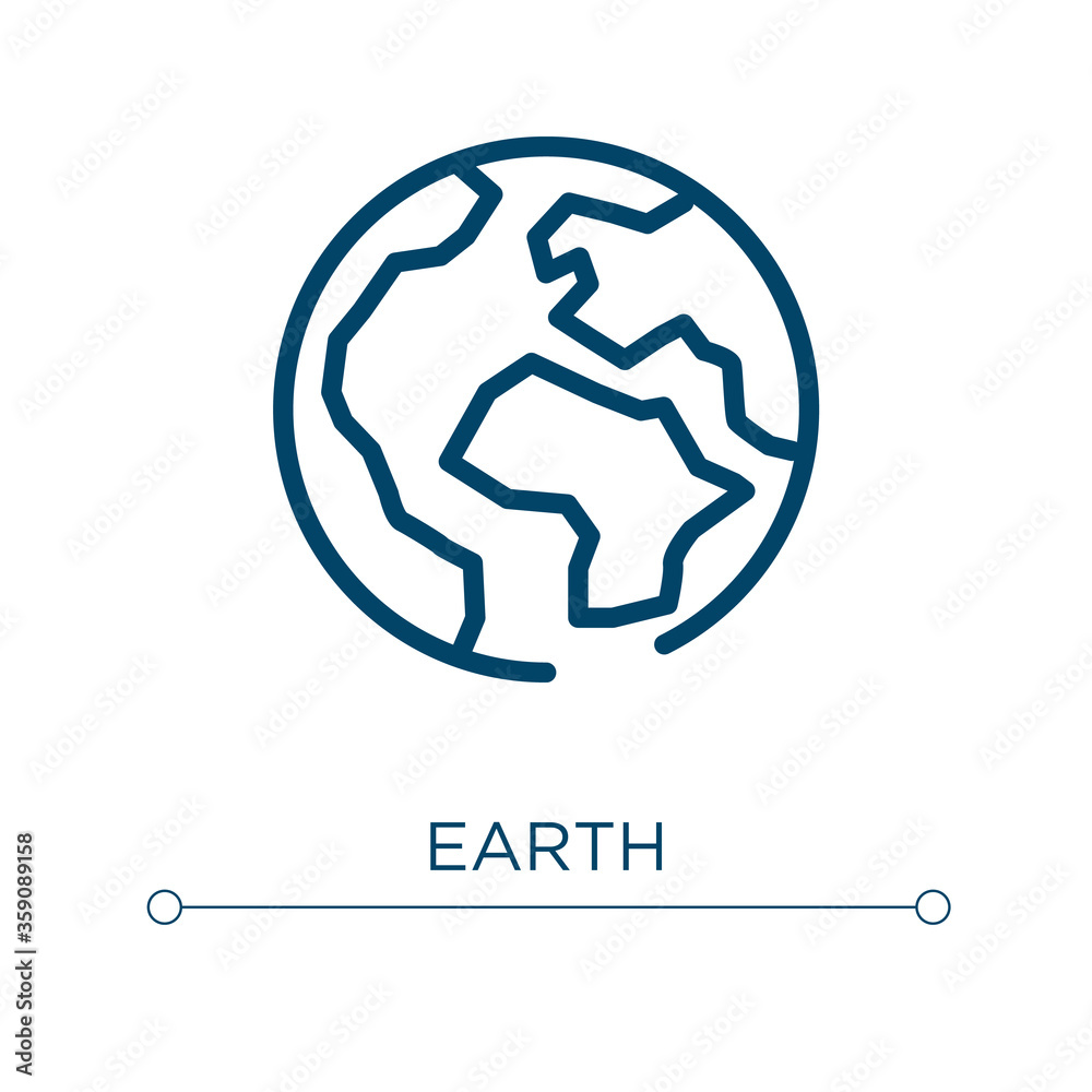 Earth icon. Linear vector illustration. Outline earth icon vector. Thin line symbol for use on web and mobile apps, logo, print media. Earth icon. Linear vector illustration. Outline earth icon vector. Thin line symbol for use on web and mobile apps, logo, print media.