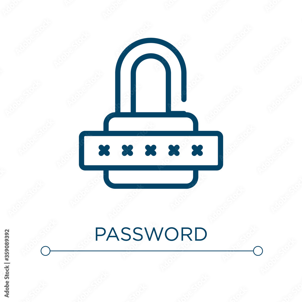 Password icon. Linear vector illustration. Outline password icon vector. Thin line symbol for use on web and mobile apps, logo, print media. Password icon. Linear vector illustration. Outline password icon vector. Thin line symbol for use on web and mobile apps, logo, print media.