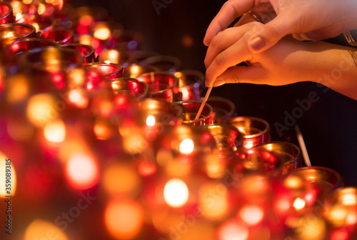 Lightning Candle Prayer Flames Hands