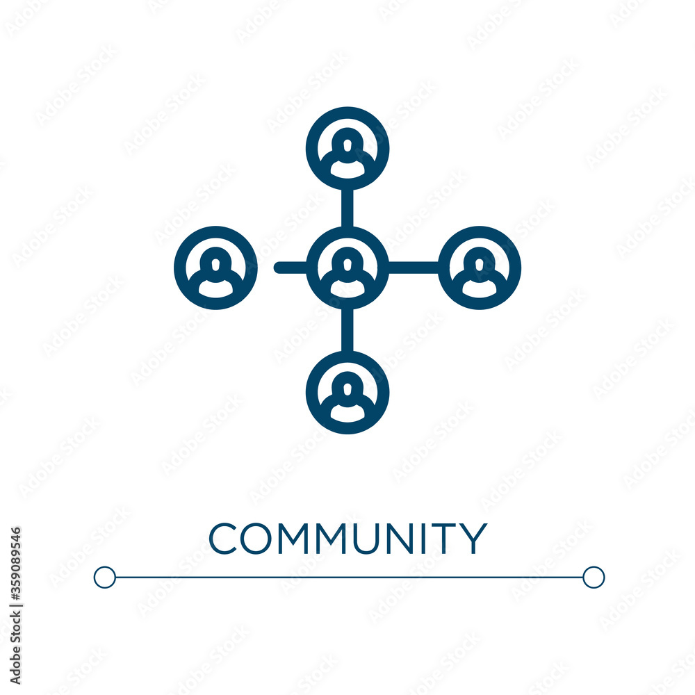 Community icon. Linear vector illustration. Outline community icon vector. Thin line symbol for use on web and mobile apps, logo, print media. Community icon. Linear vector illustration. Outline community icon vector. Thin line symbol for use on web and mobile apps, logo, print media.