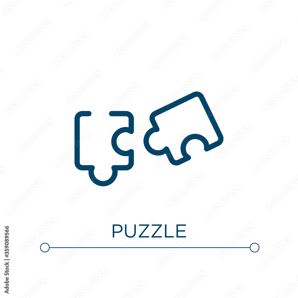 Puzzle icon. Linear vector illustration. Outline puzzle icon vector. Thin line symbol for use on web and mobile apps, logo, print media. Puzzle icon. Linear vector illustration. Outline puzzle icon vector. Thin line symbol for use on web and mobile apps, logo, print media.