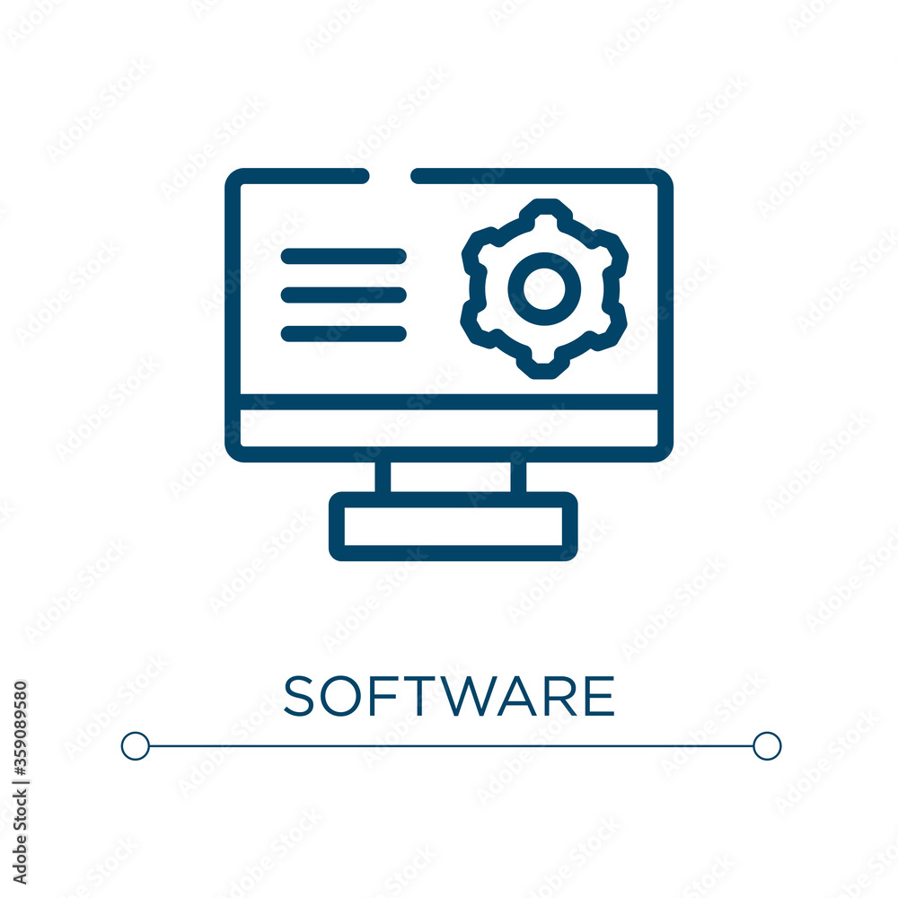 Software icon. Linear vector illustration. Outline software icon vector. Thin line symbol for use on web and mobile apps, logo, print media. Software icon. Linear vector illustration. Outline software icon vector. Thin line symbol for use on web and mobile apps, logo, print media.