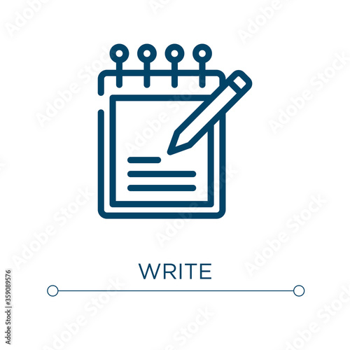 Write icon. Linear vector illustration. Outline write icon vector. Thin line symbol for use on web and mobile apps, logo, print media.