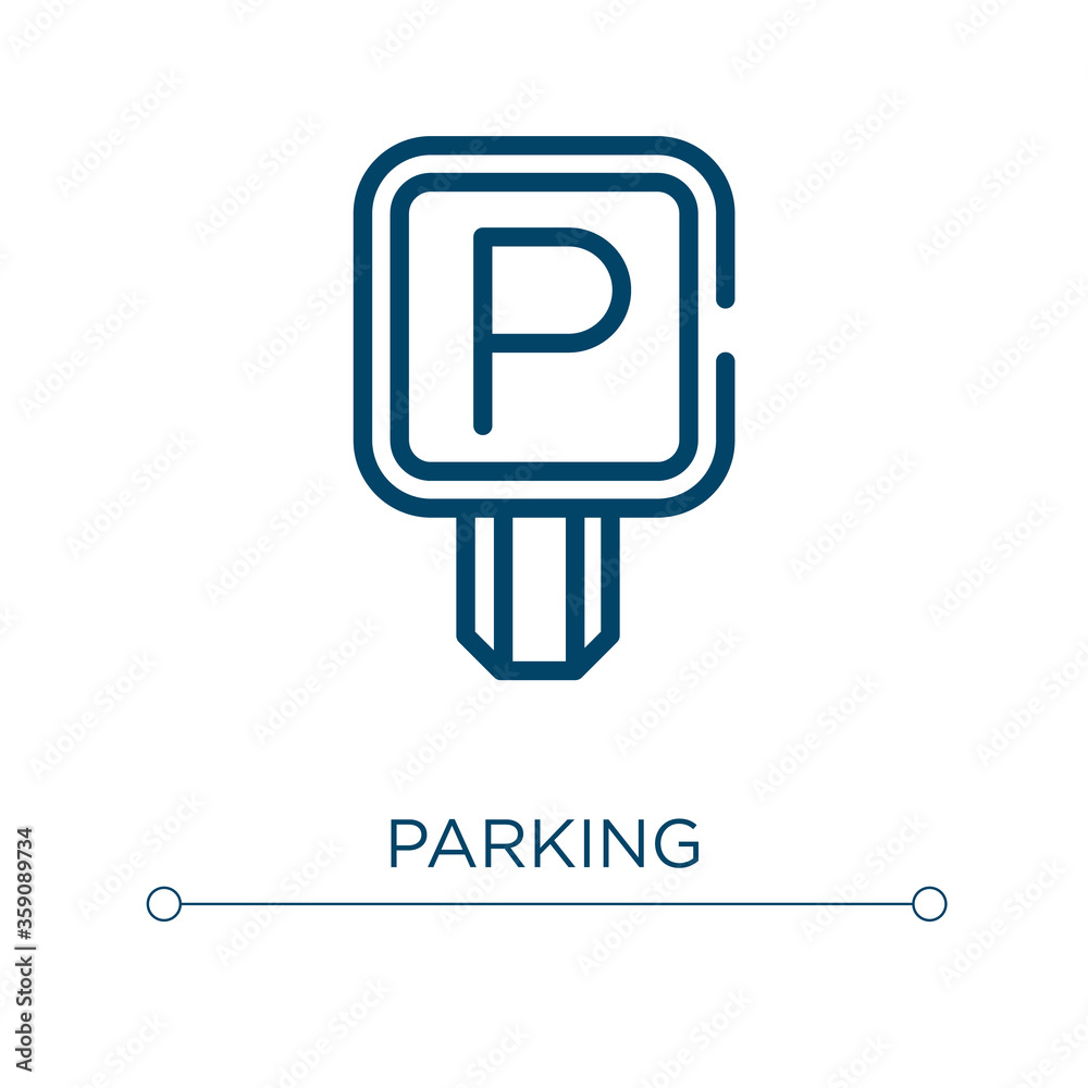 Parking icon. Linear vector illustration. Outline parking icon vector. Thin line symbol for use on web and mobile apps, logo, print media. Parking icon. Linear vector illustration. Outline parking icon vector. Thin line symbol for use on web and mobile apps, logo, print media.
