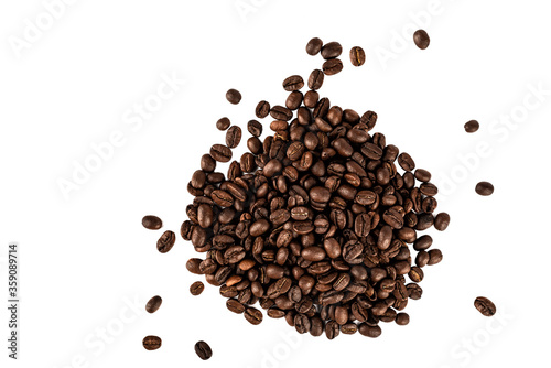 Roasted coffee beans isolated on white background. © svdolgov