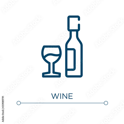 Wine icon. Linear vector illustration. Outline wine icon vector. Thin line symbol for use on web and mobile apps, logo, print media.