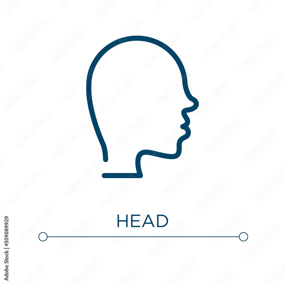 Head icon. Linear vector illustration. Outline head icon vector. Thin line symbol for use on web and mobile apps, logo, print media. Head icon. Linear vector illustration. Outline head icon vector. Thin line symbol for use on web and mobile apps, logo, print media.