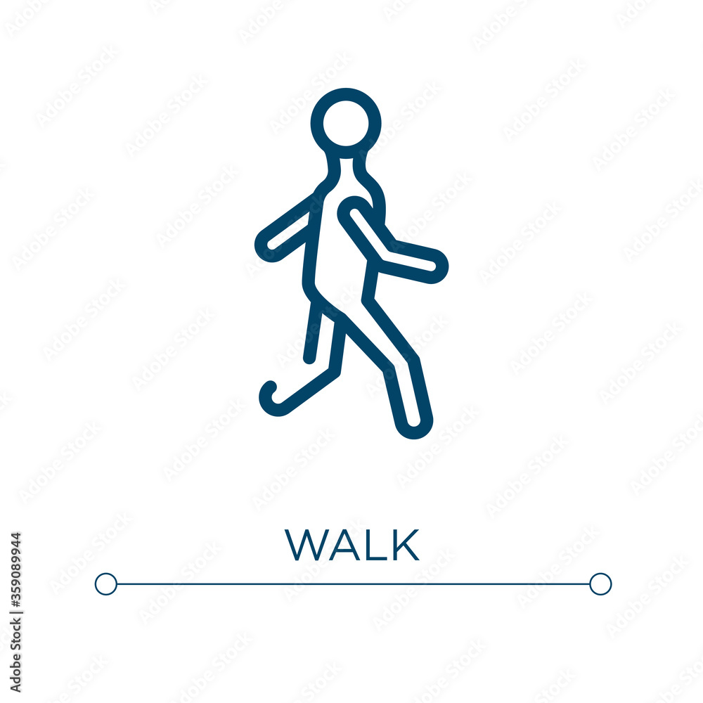 Walk icon. Linear vector illustration. Outline walk icon vector. Thin line symbol for use on web and mobile apps, logo, print media.