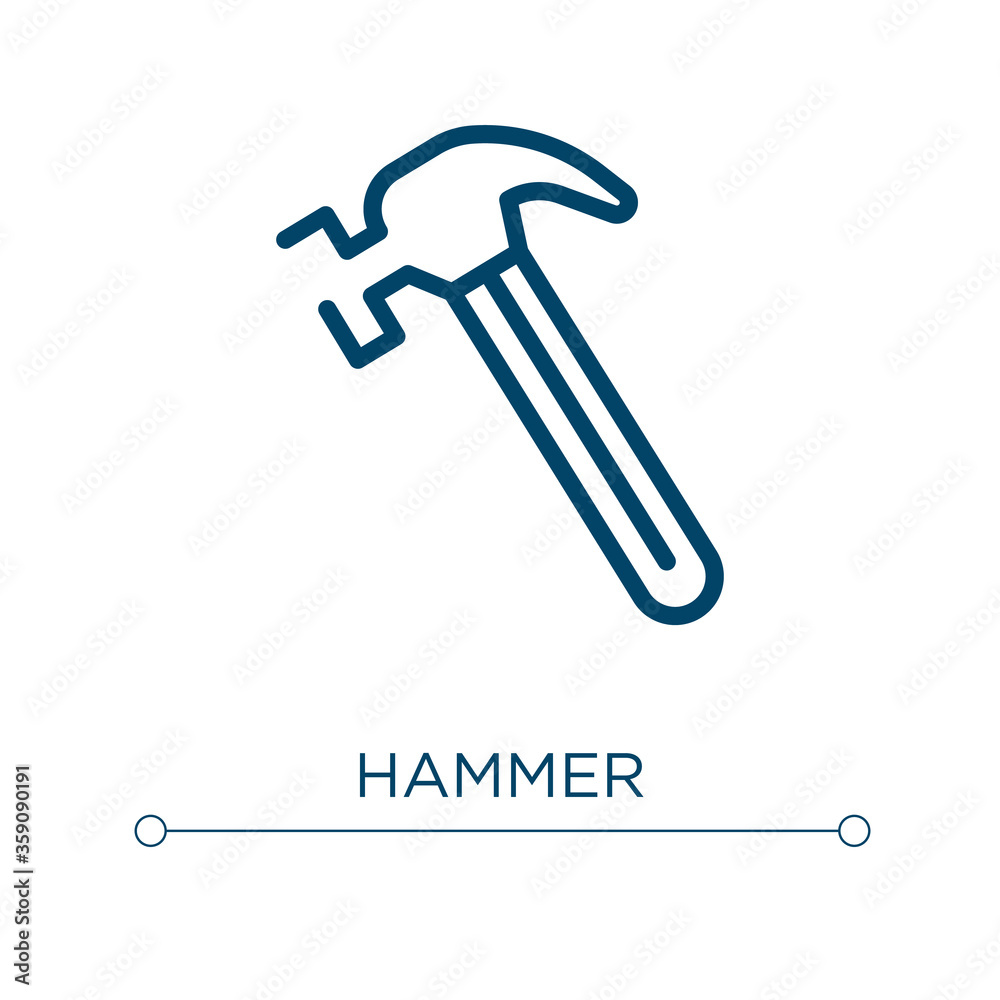 Hammer icon. Linear vector illustration. Outline hammer icon vector. Thin line symbol for use on web and mobile apps, logo, print media.