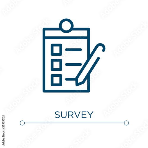Survey icon. Linear vector illustration. Outline survey icon vector. Thin line symbol for use on web and mobile apps, logo, print media.