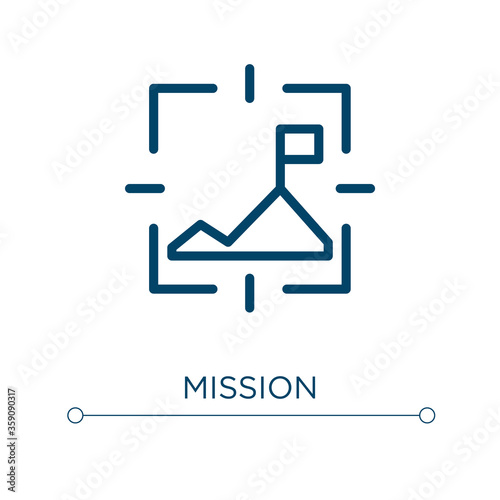 Mission icon. Linear vector illustration. Outline mission icon vector. Thin line symbol for use on web and mobile apps, logo, print media.