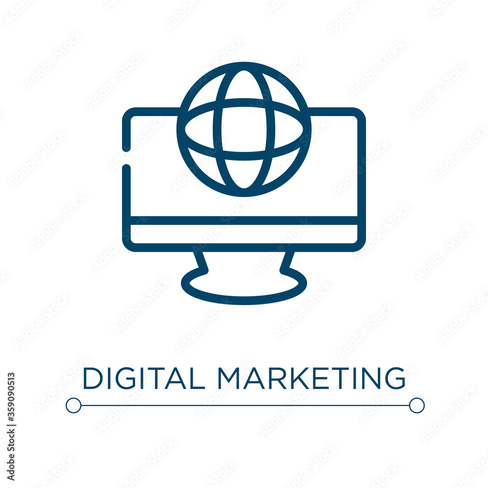 Digital marketing icon. Linear vector illustration. Outline digital marketing icon vector. Thin line symbol for use on web and mobile apps, logo, print media. Digital marketing icon. Linear vector illustration. Outline digital marketing icon vector. Thin line symbol for use on web and mobile apps, logo, print media.