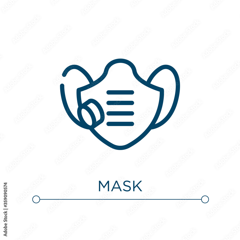 Mask icon. Linear vector illustration. Outline mask icon vector. Thin line symbol for use on web and mobile apps, logo, print media. Mask icon. Linear vector illustration. Outline mask icon vector. Thin line symbol for use on web and mobile apps, logo, print media.