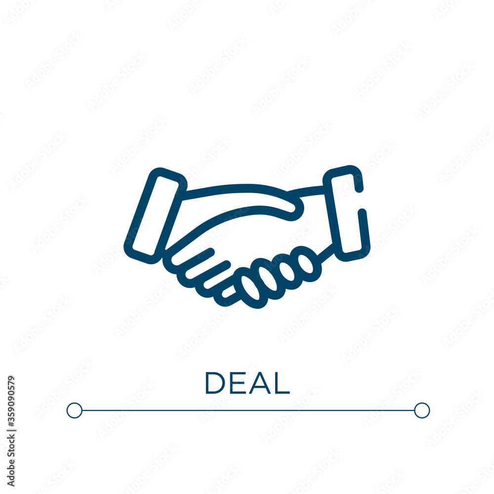 Deal icon. Linear vector illustration. Outline deal icon vector. Thin line symbol for use on web and mobile apps, logo, print media. Deal icon. Linear vector illustration. Outline deal icon vector. Thin line symbol for use on web and mobile apps, logo, print media.