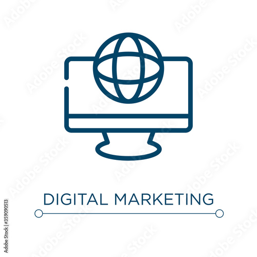 Digital marketing icon. Linear vector illustration. Outline digital marketing icon vector. Thin line symbol for use on web and mobile apps, logo, print media.