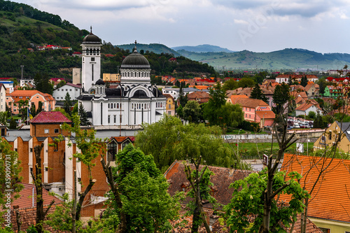 Panorama of the historic centre of Sighisoara, Romania. UNESCO World Heritage