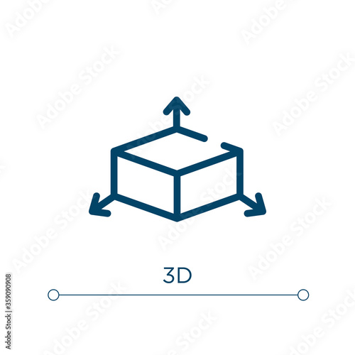 3d icon. Linear vector illustration. Outline 3d icon vector. Thin line symbol for use on web and mobile apps, logo, print media.