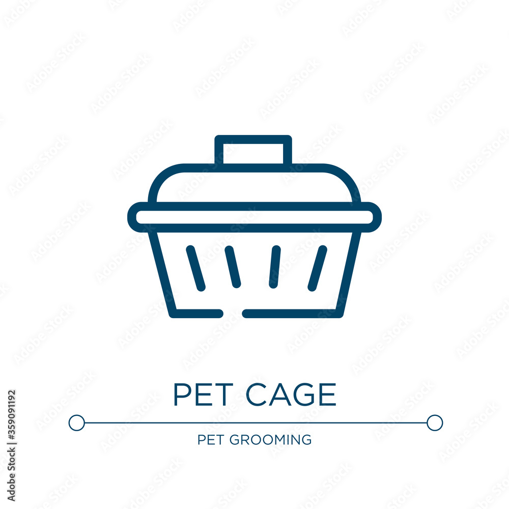 Pet cage icon. Linear vector illustration from pet grooming collection. Outline pet cage icon vector. Thin line symbol for use on web and mobile apps, logo, print media. Pet cage icon. Linear vector illustration from pet grooming collection. Outline pet cage icon vector. Thin line symbol for use on web and mobile apps, logo, print media.