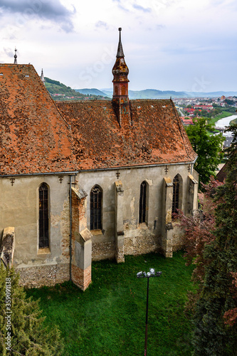 Roof tops of the historic centre of Sighisoara, Romania. UNESCO World Heritage photo