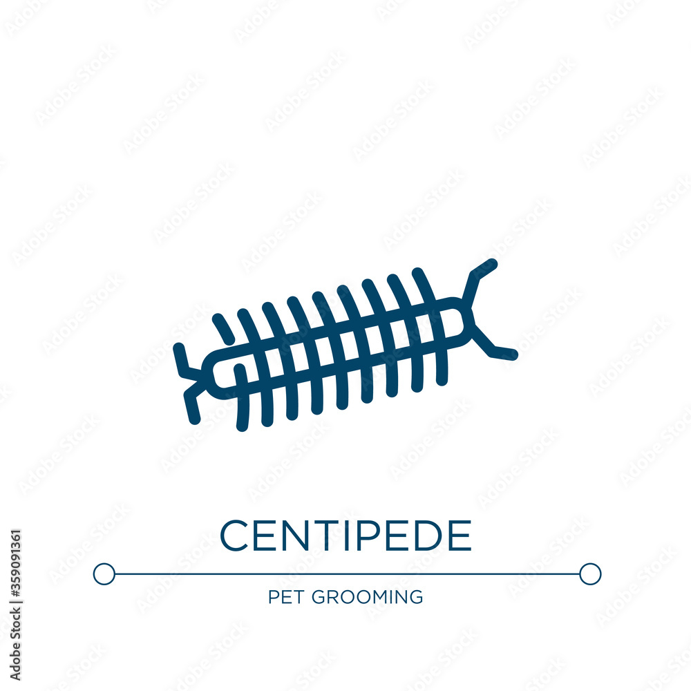 Centipede icon. Linear vector illustration from insects collection. Outline centipede icon vector. Thin line symbol for use on web and mobile apps, logo, print media. Centipede icon. Linear vector illustration from insects collection. Outline centipede icon vector. Thin line symbol for use on web and mobile apps, logo, print media.