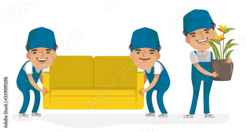 Delivery Services. Delivery man holding box or product. Deliveryman uniform isolated.