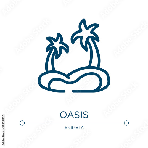 Oasis icon. Linear vector illustration from africa collection. Outline oasis icon vector. Thin line symbol for use on web and mobile apps, logo, print media.