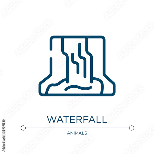 Waterfall icon. Linear vector illustration from africa collection. Outline waterfall icon vector. Thin line symbol for use on web and mobile apps, logo, print media.