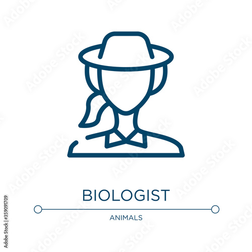 Biologist icon. Linear vector illustration from in the zoo collection. Outline biologist icon vector. Thin line symbol for use on web and mobile apps, logo, print media.