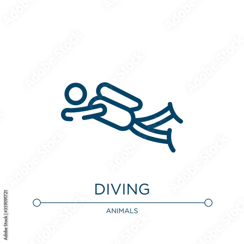 Diving icon. Linear vector illustration from in the zoo collection. Outline diving icon vector. Thin line symbol for use on web and mobile apps, logo, print media.