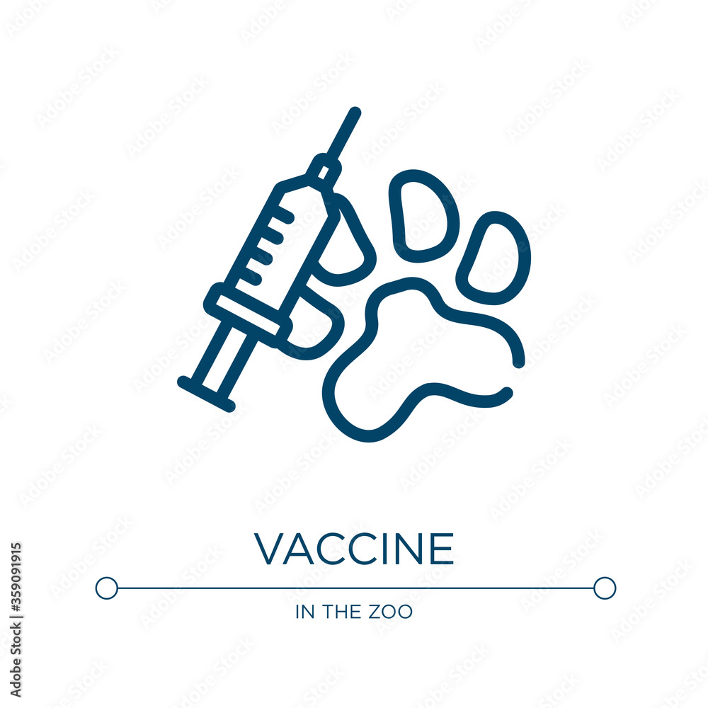 Vaccine icon. Linear vector illustration from wildlife collection. Outline vaccine icon vector. Thin line symbol for use on web and mobile apps, logo, print media. Vaccine icon. Linear vector illustration from wildlife collection. Outline vaccine icon vector. Thin line symbol for use on web and mobile apps, logo, print media.