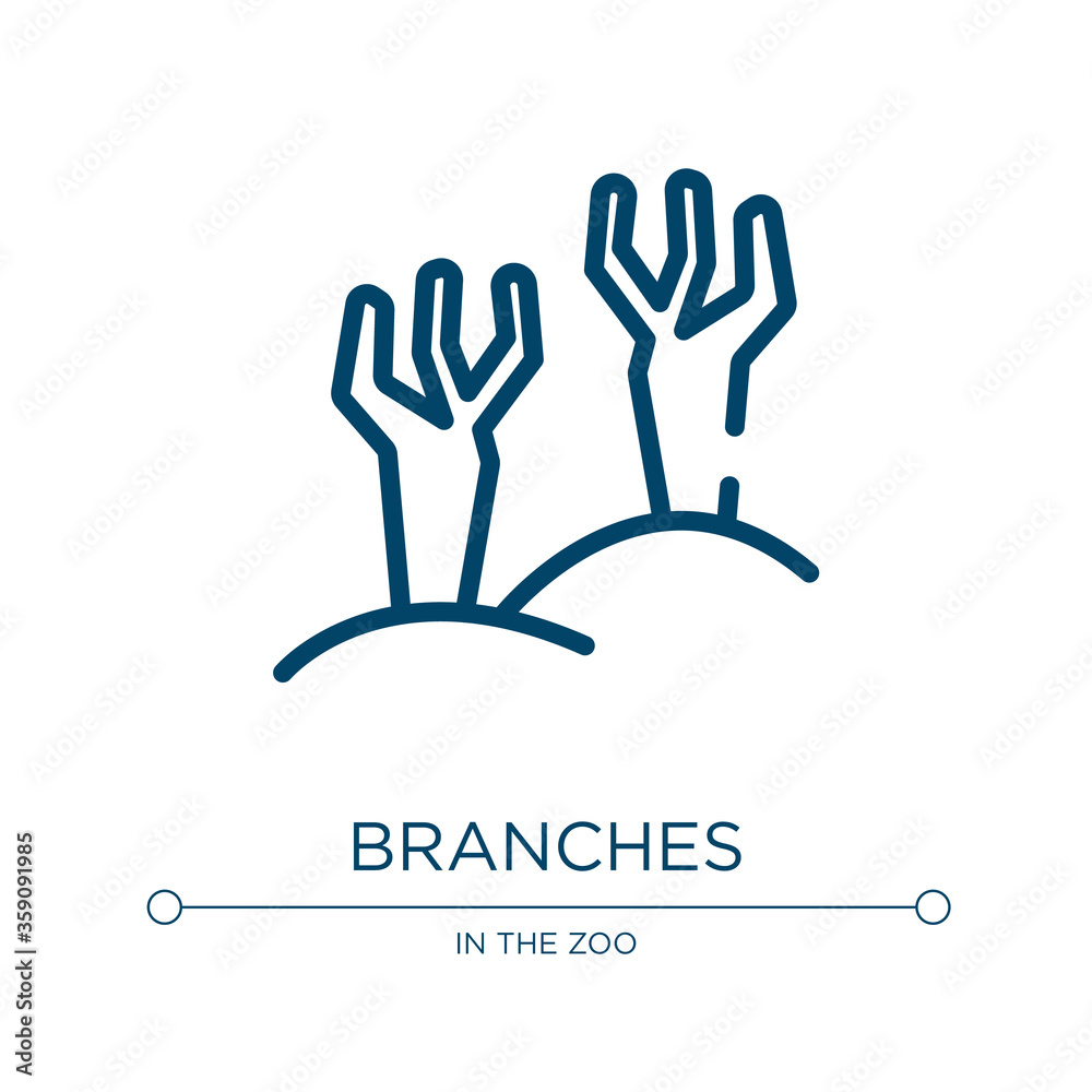 Fototapeta premium Branches icon. Linear vector illustration from desert collection. Outline branches icon vector. Thin line symbol for use on web and mobile apps, logo, print media.